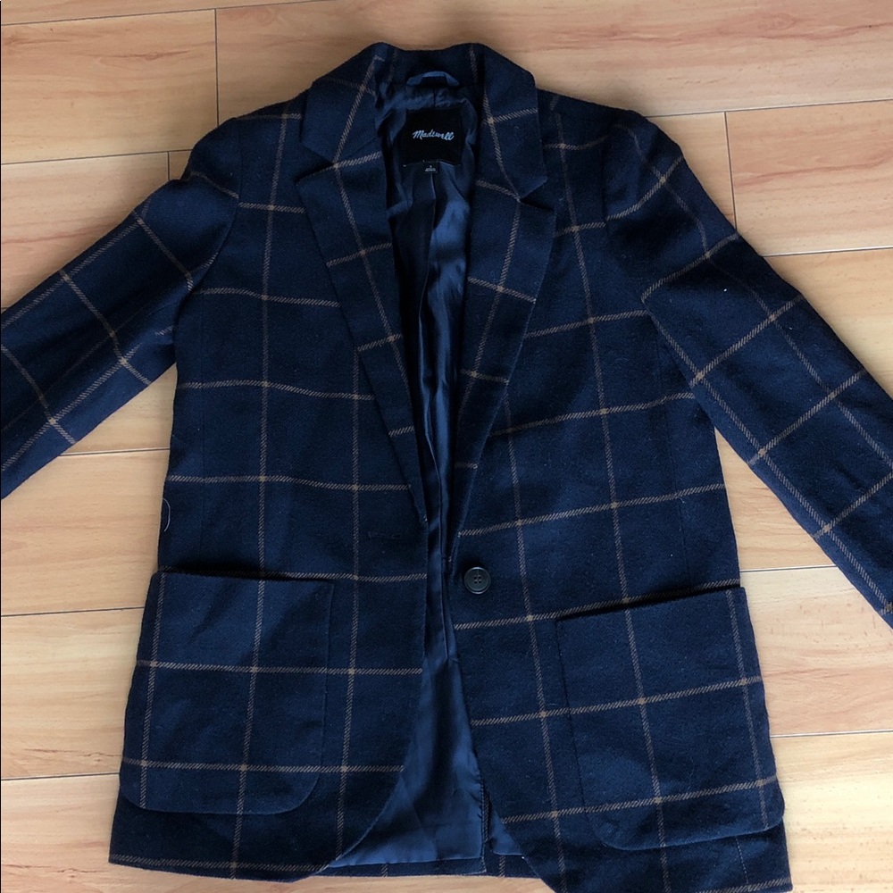 Madewell Navy Checkered Performance Jacket
